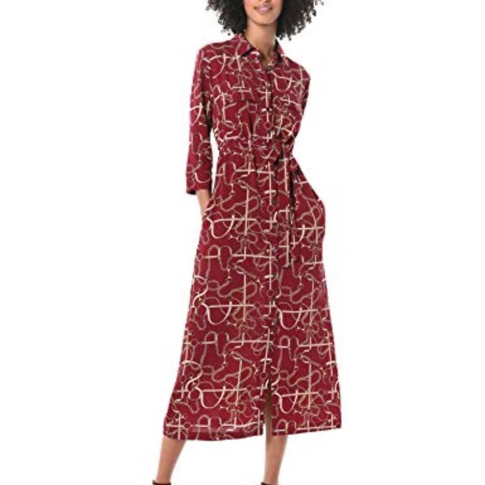 NEW Donna Morgan Printed Shirt Dress